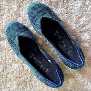 Rothy's The Flat Forest Tartan Plaid Round Toe Slip On Knit Flats Shoes Size 7